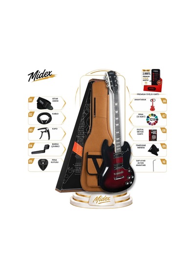 Midex Sg-special-rds Profesyonel Sg Kasa Hh Elektro Gitar Seti Kırmızı Sunburs