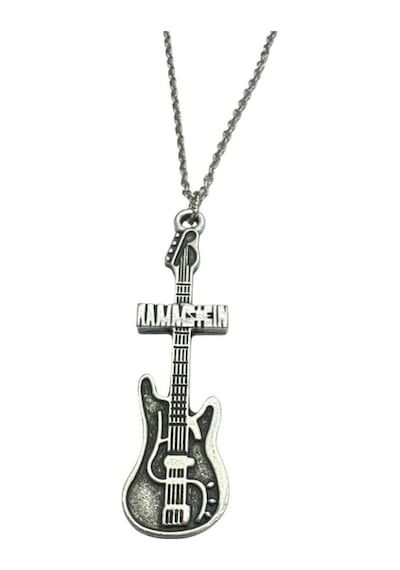 Rammstein Elektro Gitar Figürlü Endüstriyel Metal Kolyesi Unisex - 60 Cm Çok renkli