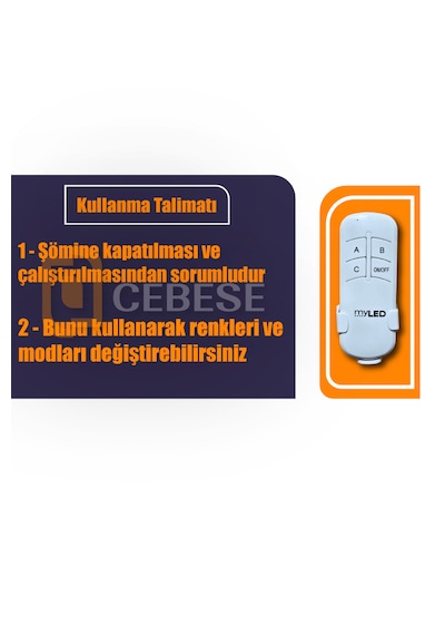 Dekoratif Elektrikli Yapay Şömine - 120x31.5x16.5 Cm - Farklı Renk Modları,kumandalı, Bluetooth Ses