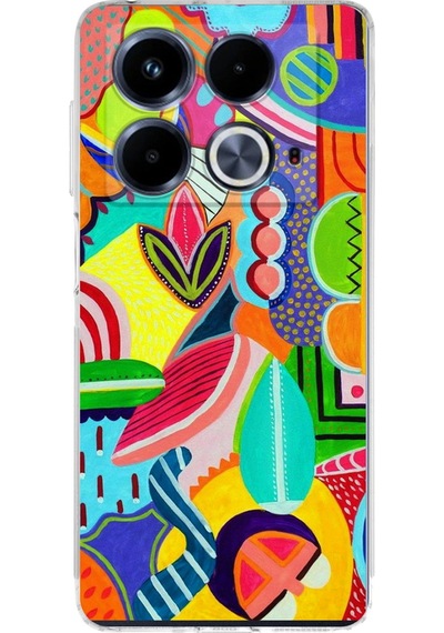 İnfinix Note 40 İle Uyumlu Retro Color 7 Baskılı Kamera Korumalı Şeffaf Kılıf Şeffaf