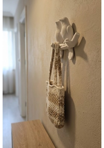3d Minimal Kuş Duvar Askısı 17 X 17 Cm, Dekoratif Anahtarlık Çanta Askılığı Beyaz