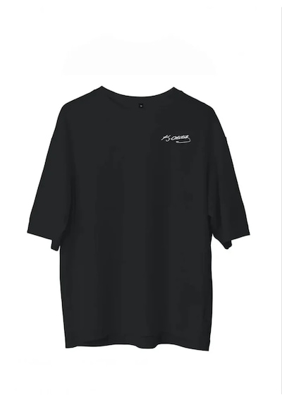 Modi Unisex Bisiklet Yaka Baskılı Oversize T-shirt - Siyah - Mymg180605