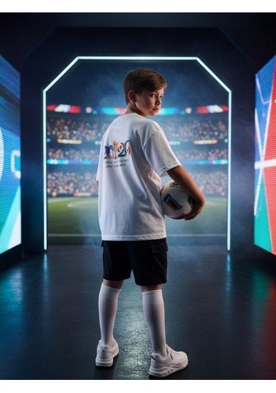 Zekids Erkek Çocuk World Cup 2026 Baskılı T-shirt-17252 Beyaz