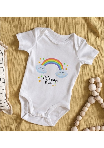 Bitmeyenkartus Bk Kids Babasının Kızı Tasarımlı Bebek Body Zıbın - Model 1 Çok Renkli