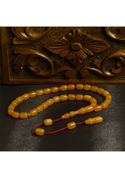Kapsül Kesim 12x8 Mm Sıkma Kehribar Sistem Püsküllü Tesbih Sarı