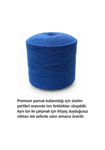 1 Kg Pamuklu El Örgü İpi Runner İpi- Amigurumi Koton İp Punch İpi Motif Saks Mavi Renk