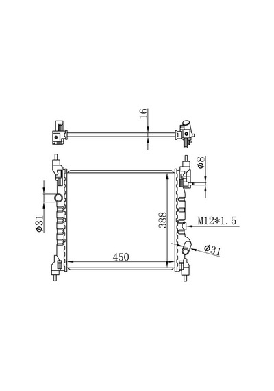 Orıs Radyatör Brazing Chevrolet Spark 1.2i 10 Mek 450x388x16 Orıs Bch191016 96984450