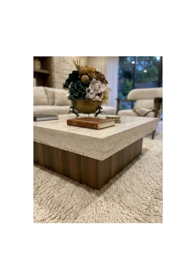 Modern Trave Wood Orta Sehpa Traverten - Ceviz % 100 Mdf Bej Bej Modern Trave Wood Orta Sehpa Traverten - Ceviz % 100 Mdf Bej Bej