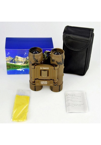 Trtasco 12x25 El Dürbünü 1000m/56m Geniş Görüş Alanlı Kamuflaj Altın - Mavi