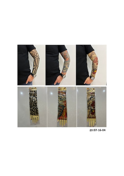 Giyilebilir Dövme 3 Çift 6 Adet Kol Çorap Dövmesi Sleeve Tattoo Set2