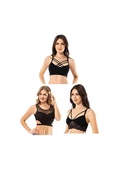 Kota 6 Adet Dantelli Çapraz İpli Tül Model Büstiyer