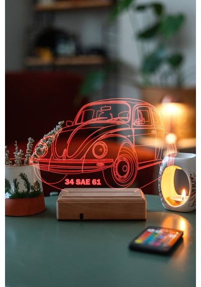 Sevgiliye Hediye Vosvos Araba Masaüstü 3D Led Lamba