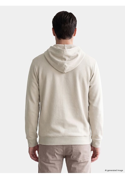 Lcwaıkıkı Classic Bej Kapüşonlu Erkek Fermuarlı Sweatshirt