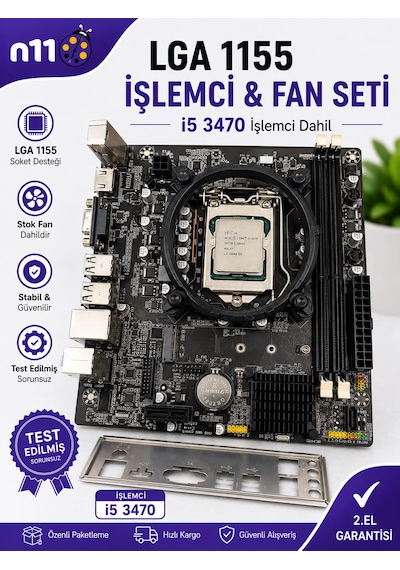 Intel Core İ5-3470 İşlemci + İzoly H61 M.2 Anakart + İşlemci Fanı Seti 1155 Pin