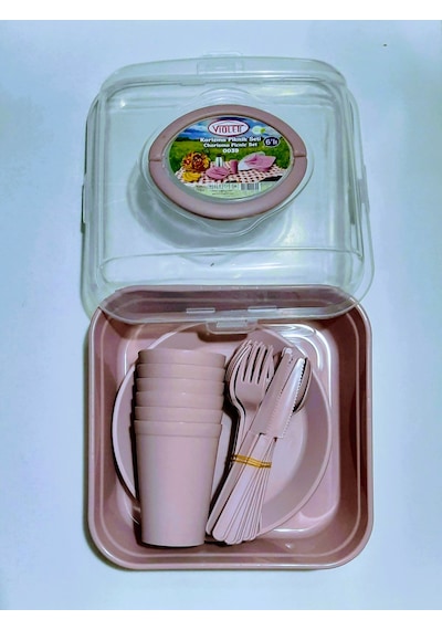 Ahir Ticaret Karizma Piknik Seti 6'Lı 32 Parça Pudra Pembe