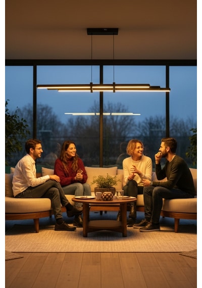 Cosmo Gold Lineer Led Sarkıt Avize Kumandalı Dim Edilebilir Yukarı & Aşağı Işık Sarı Işık