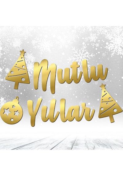 Mutlu Yıllar, Metalik Altın Banner - 2.10 Mt