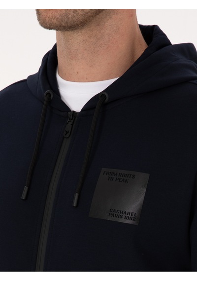 Lacivert Regular Fit Pamuk Karışımlı Tam Fermuarlı Sweatshirt