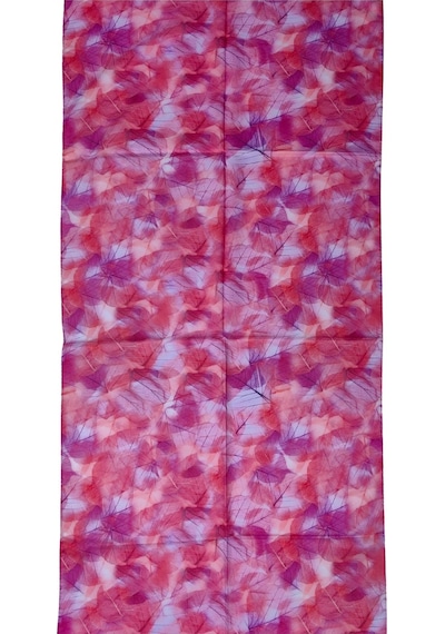 Mim Eşarp Valino Vual Twill Fular 45x110 Cm - Yaprak Desenli, Hafif Ve Nefes Alabilir Şal Pembe - Mor