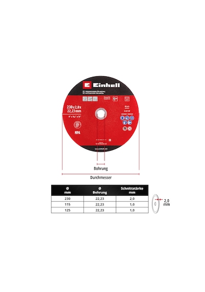 Einhell 3'lü İnce Metal Kesme Diski Seti, Ø 230 mm - 49711523