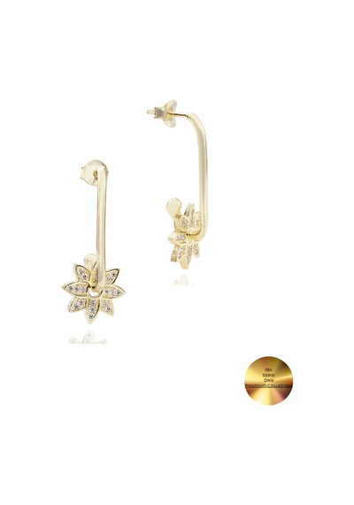 Brezza Lusso Jewelry 18k Serie Oro Sallantılı Çiçek Night Kadın Gümüş Küpe
