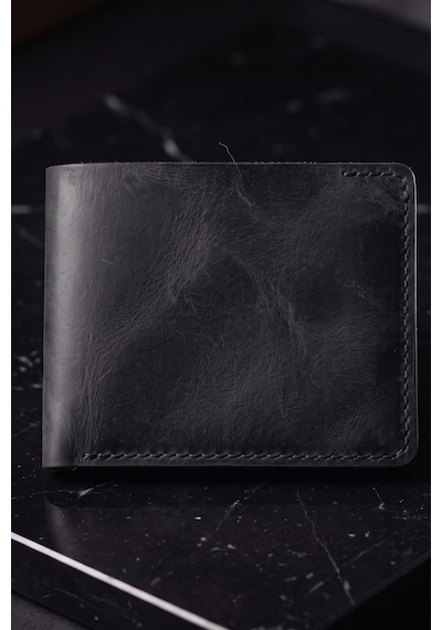 Luvo Hakiki Dana Derisi El Yapımı 10 Kart Bölmeli Unisex Minimalist Cüzdan Kartlık İnce Kompakt Kağıt Para Ve Kart Bölmeli Cüzdan Siyah