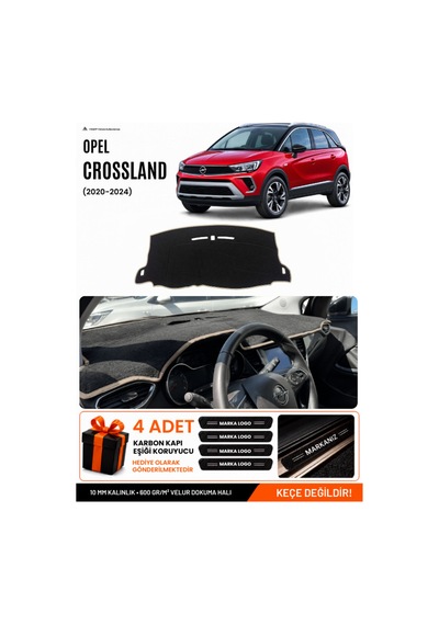 Opel Crossland 2020-2024 Uyumlu Torpido Koruma, Torpido Örtüsü, Torpido Kılıfı - Siyah-bej - Op022