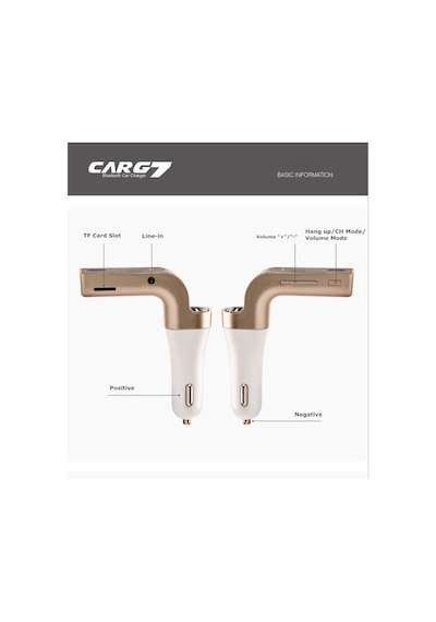 Carg7 Bluetooth Araç Fm Transmitter Usb Girişli Lisinya