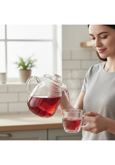 Isıya Dayanıklı Borosilikat Cam Demlik 600 Ml Şeffaf Çaydanlık, Filtreli Bitki Çayı Ve Kahve Demleme Sürahi Diğer