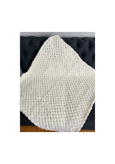 Alize Puffy Tek Battaniye 90x90 Cm Yumuşak Pofidik Örgü Bebek Yetişkin Battaniyebeyaz Krem