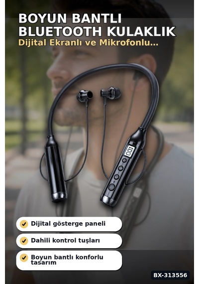 Boyun Bantlı 600 Saat Müzik Süreli Bluetooth V4.0 Kulaklık - Mikrofonlu Ses Kontrollü Bx-313556 Renkli