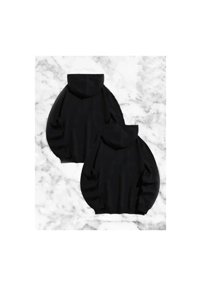 Butik İstanbul Sevgili Çift Kombini Örümcek Baskılı Kapüşonlu Sweatshirt Hoodie - Siyah