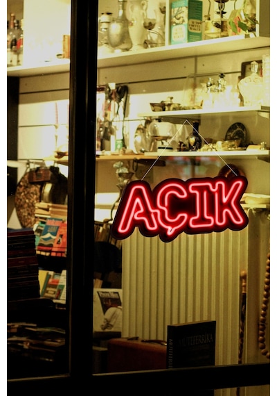 Açık Yazısı Neon Led Dükkan - İşyeri - Kapı Yazısı Kırmızı Kırmızı