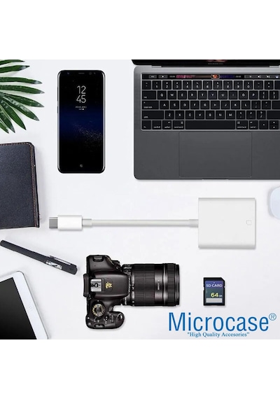 Type-c To Sd-microsd Kart Okuyuculu Kamera Adaptörü - Beyaz - Al4116
