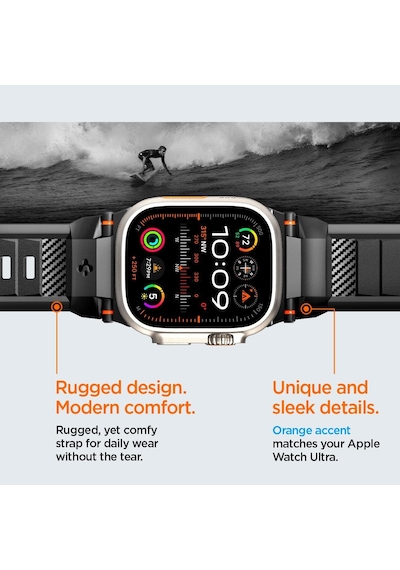 Apple Watch 49/46mm Ultra 4/3/2/1 / Seri 12/11/10 İle Uyumlu Kordon Kayış Band Rugged Ultra Matte Black - Amp07105 Çok Renkli