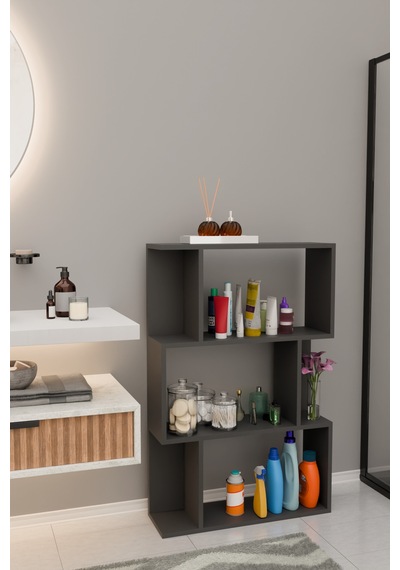 Scala 3 Raflı Banyo Dolabı Banyo Rafı Çok Amaçlı Dolap-antrasit Antrasit