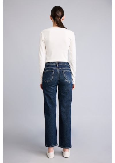 Defacto Comfort Straight Normal Bel 5 Cepli Yıkamalı Jean Pantolon H1654ax26aunm35 Mavi-nm35