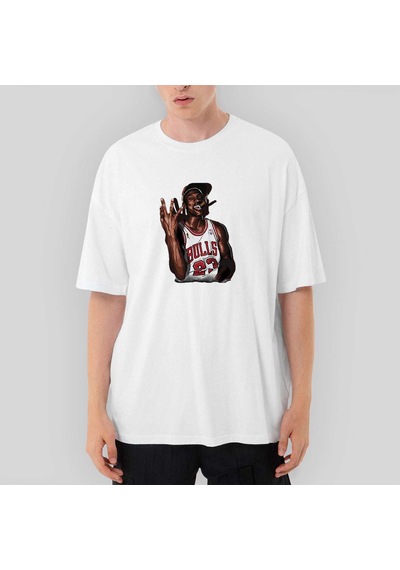 Zepplin Giyim Bulls 23 Oversize Beyaz Tişört Beyaz