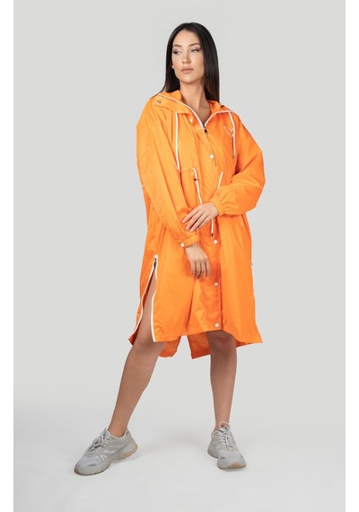 Pua Fashion Orange Kalpli Kapşonlu Trench 001
