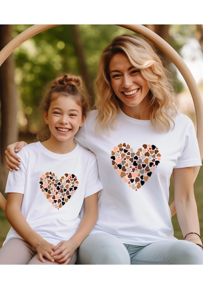 Aselinda Anne-kız Kombin T-shirt - Tekli Üründür Kombin Yapmak Için 2 Adet Sepete Ekleyiniz Beyaz