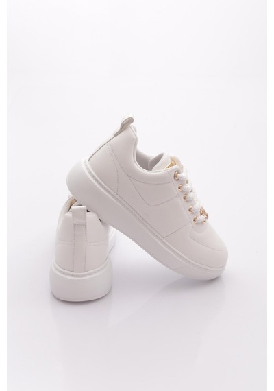 Dgn B1009 Kadin Aksesuarli Sneakers Ayakkabi Beyaz