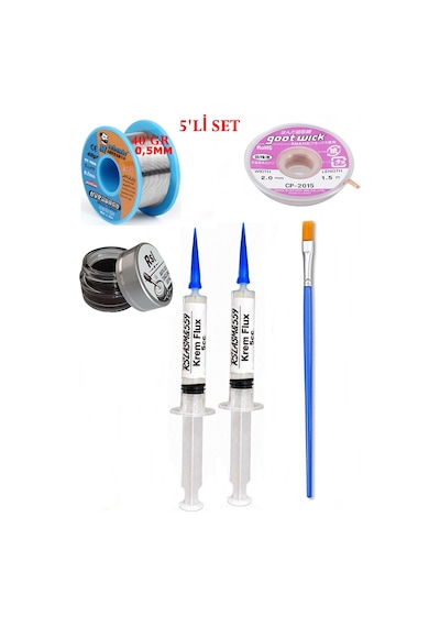 Lehimleme Seti 40 G 0,5 Mm Lehim Teli Cp-2015 Lehim Fitili Flux Lehim Toplama Fırça Seti Tk57