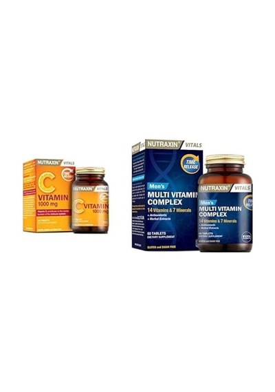 Vitals Vitamin C 1000 Mcg 30 Tablet Takviye Edici Gıda Ve Nutraxin Men's Multi Vitamin Complex 60 Tablet Takviye Edici Gıda