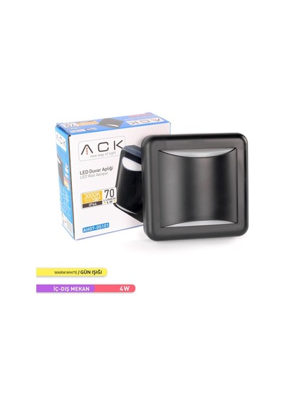 ACK 4W LED Duvar Apliği 3000K Günışığı Dekoratif Duvar AH07-05101 Siyah