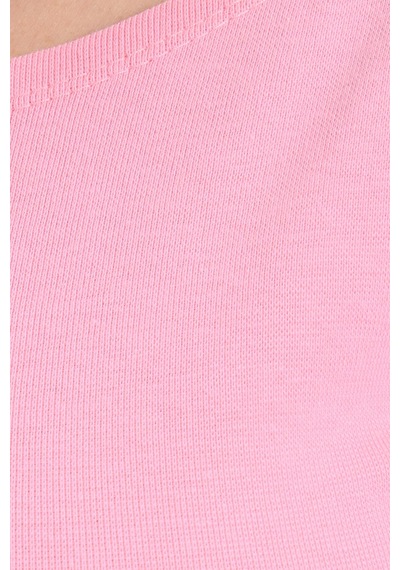Tudors Kadın Slim Fit Dar Kesim Pamuklu Modal Kumaş Uzun Kollu Kayık Yaka Pembe Bluz-38883 Pembe