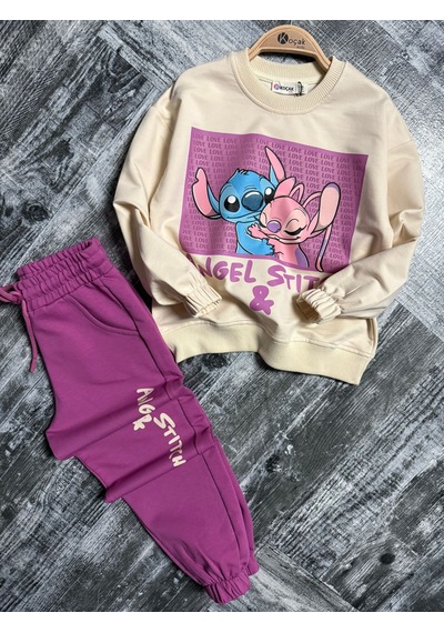 Stitch Kız Çocuk Eşofman Takım Mor