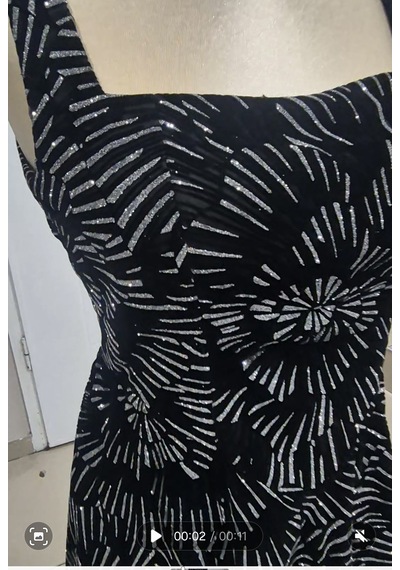 Uzer Abiye Işıltılı Sim Baskılı Jacquard Dokulu Kare Yaka Couture Premium Abiye Elbise,düğün Albisesi Siyah Gümüş