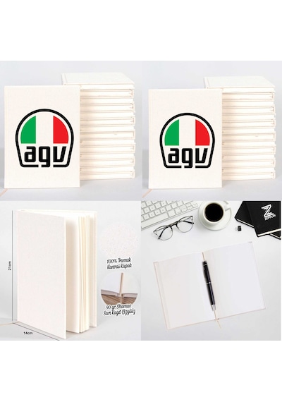 Agv Logo Erkek Sevgili Çift Kanvas Defter Krem