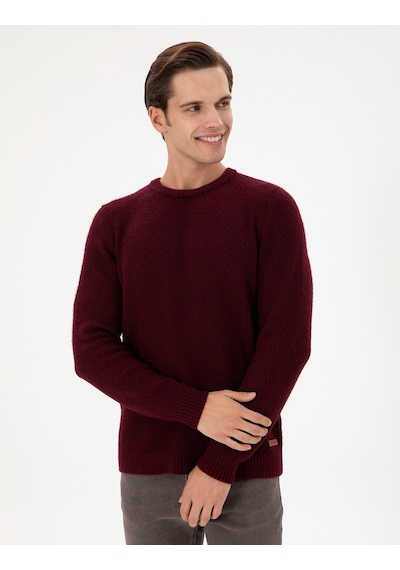 U.S. Polo Assn. Erkek Regular Fit Bisiklet Yaka Bordo Kazak 50297049-VR014