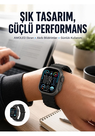 Amoled Ekran 49mm Ultra Tasarım 3 Kordonlu Akıllı Saat Yeni Nesil - Lisinya